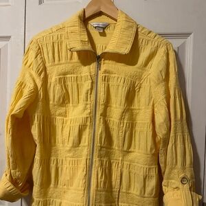 Christopher & Banks yellow Waffle zip up Long Sleeve